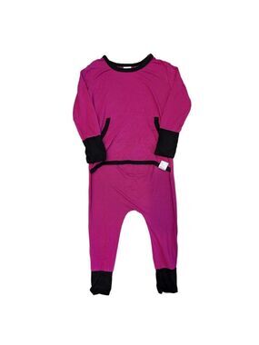 Ready Set Bamboo Romper With Front Opening | Pink &‎ Black | 2T - 3T